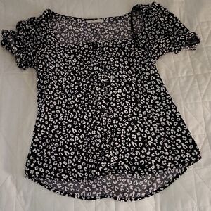 Elodie Black and White Animal Print Blouse